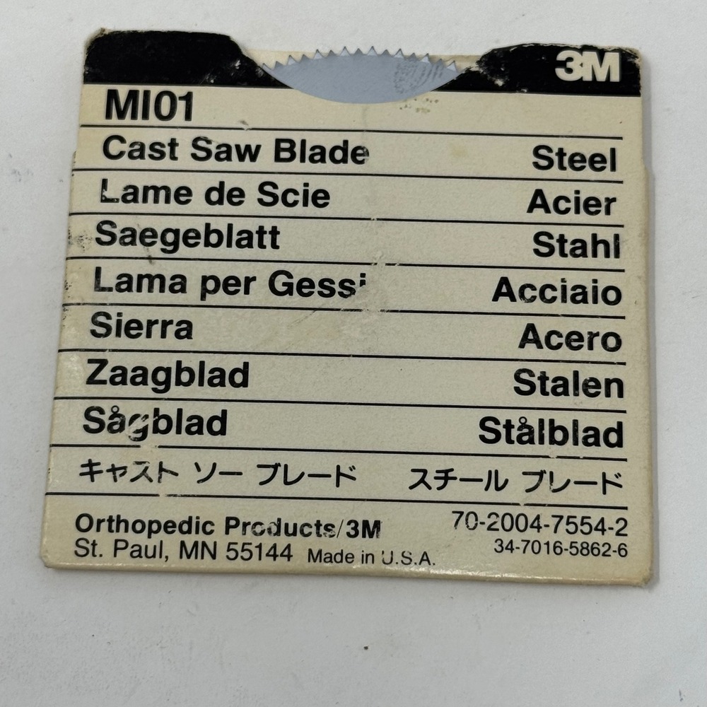 3M MI01 Cast Saw Blade 2.5 Inch Steel Orthopedic Surgical Blade 70-2004-7554-2